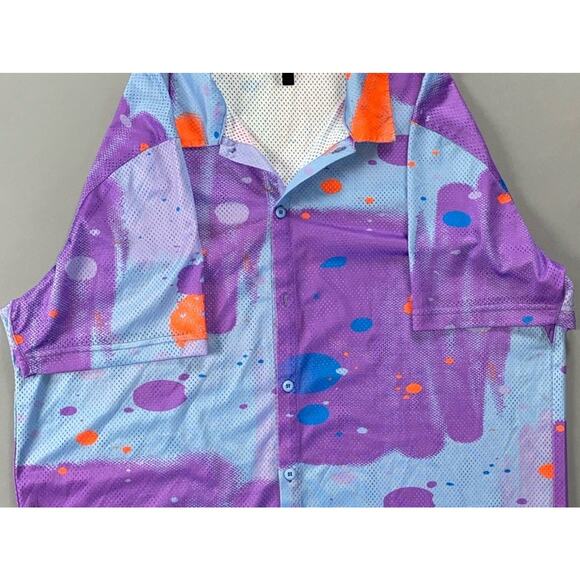 Stash For Fabletics Mesh Short Sleeve The Rec Button Up Shirt. Men's XL, Read. - Picture 4 of 7